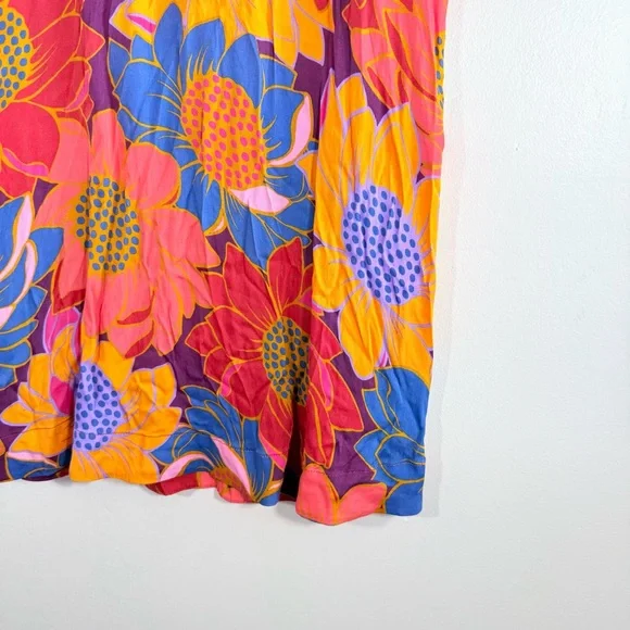 Farm Rio Vibrant Multicolor Sunflower Floral Print Midi Skirt XS - Picture 5 of 13
